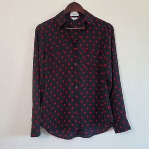 EXPRESS Portofino Slim Fit Spotty Polka Dot Roll Tab Long Leeve Blouse Size Smal